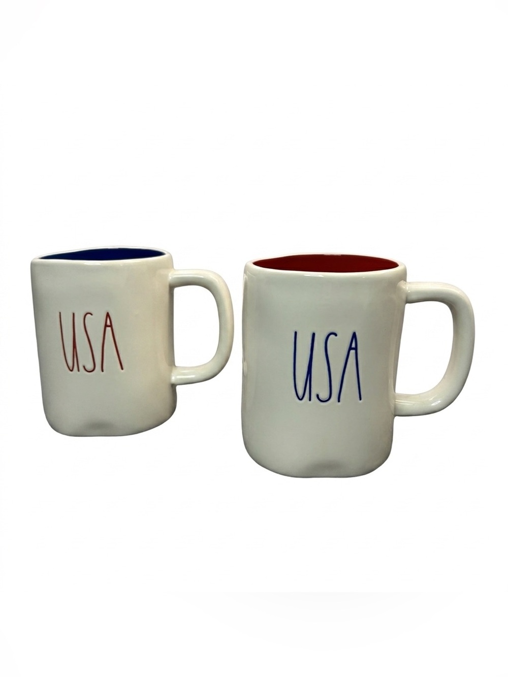 Rae Dunn USA Star Spangle Cutie All American Mug Set Of 2 Ceramic Patriotic 16oz
